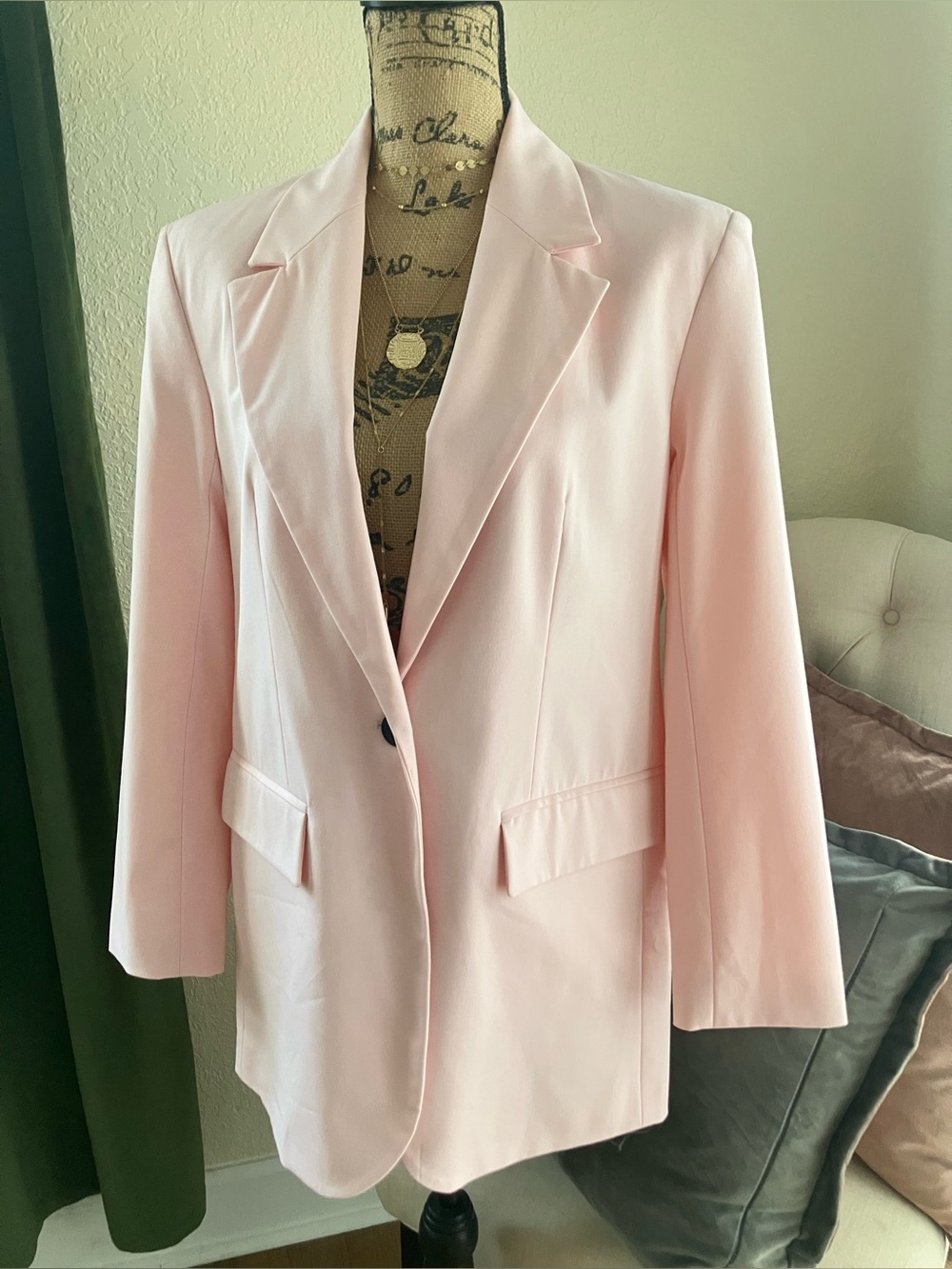 ZARA oversized pale pink blazer